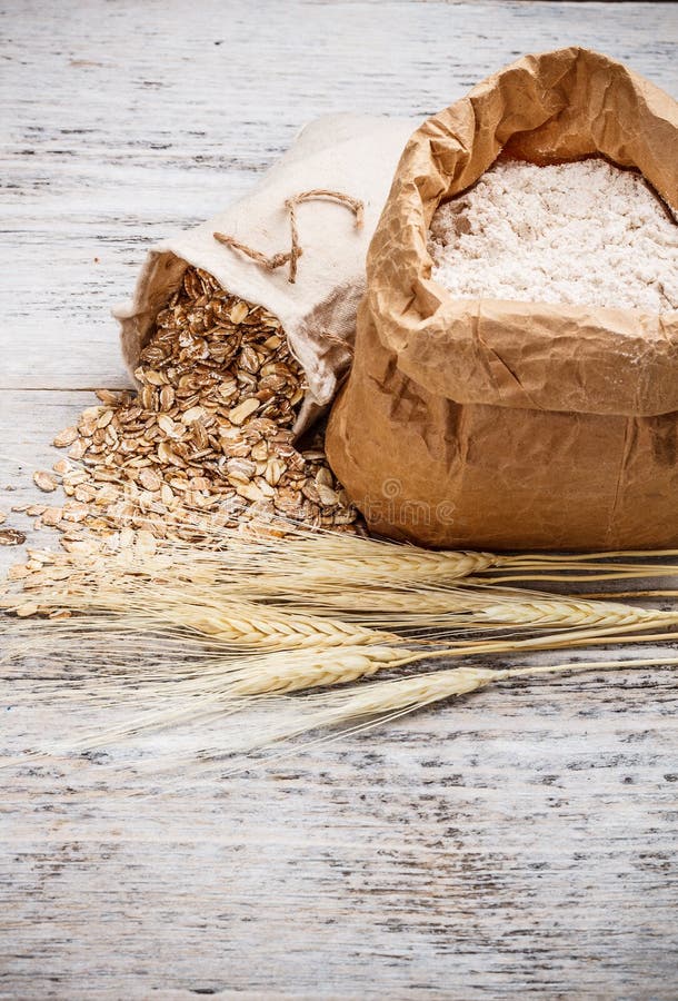 Bag of flour stock image. Image of cooking, white, wooden 28940453