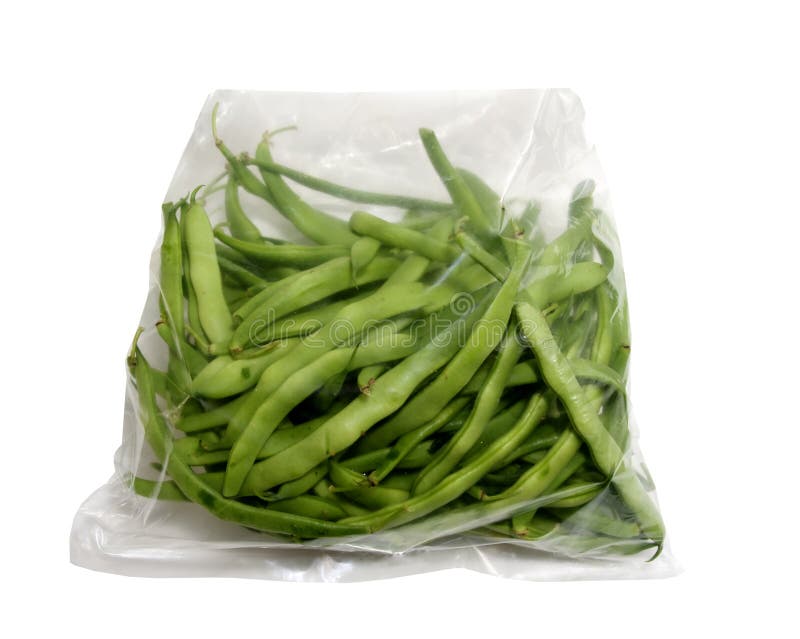 Bag with fresh green beans stock image. Image of produce - 69615461