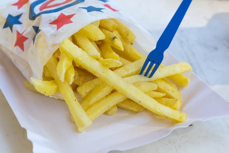 Bag of fries stock image. Image of lunch, gold, paper 61005823