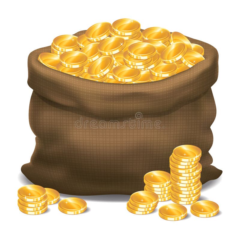 Bag Full of Gold Coins. Vector Illustration. Stock Vector ...