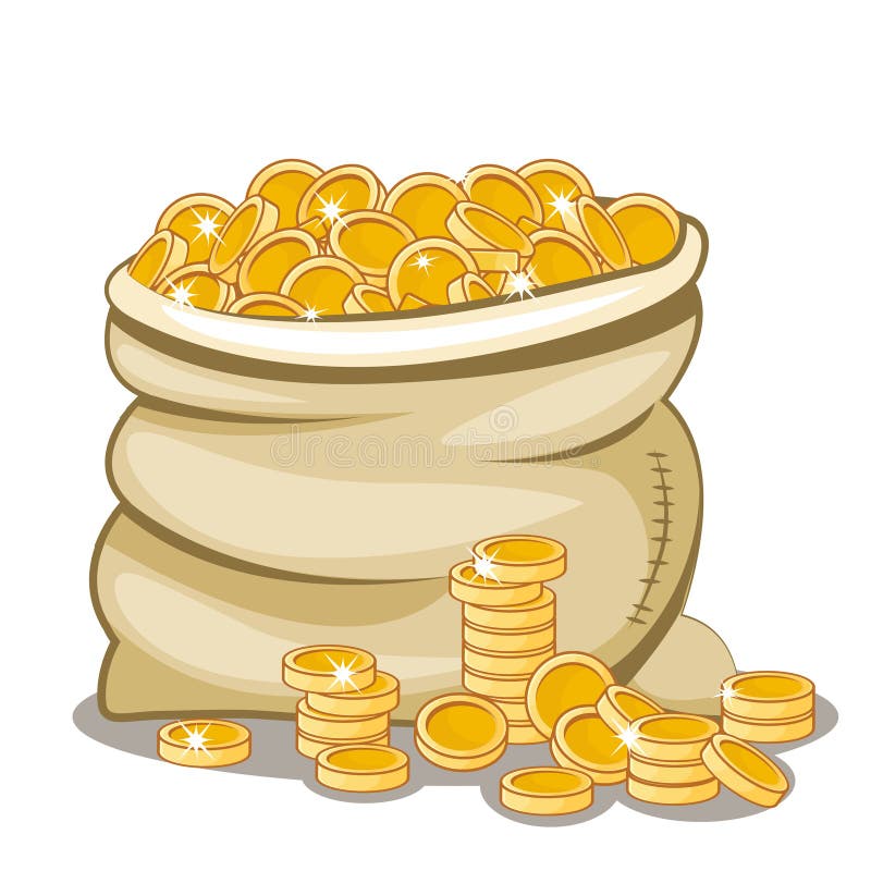 Bag full of golden coin stock vector. Illustration of ...