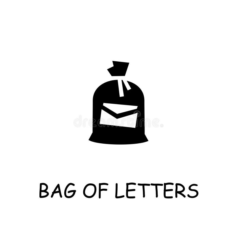 Bag of Letters, Mail Bag Flat Vector Icon Stock Illustration