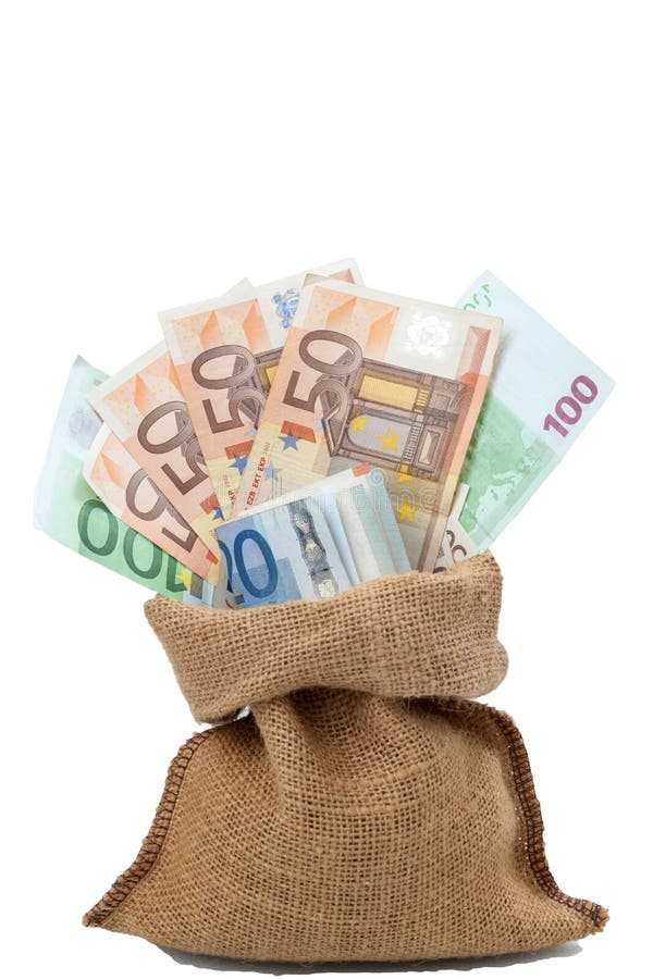 Bag of money euro bills stock photo. Image of financial 80788958