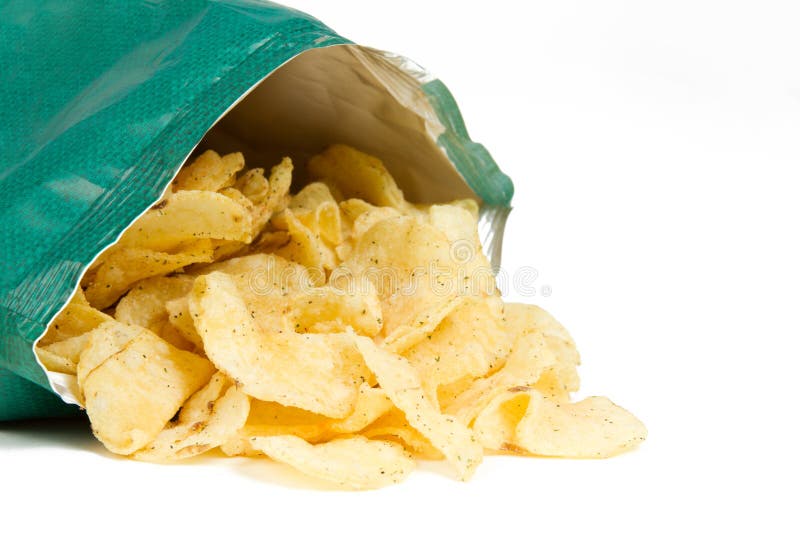 Bag of Potato Chips on White Background stock photography Bag of Potato Chips on White Background stock photography