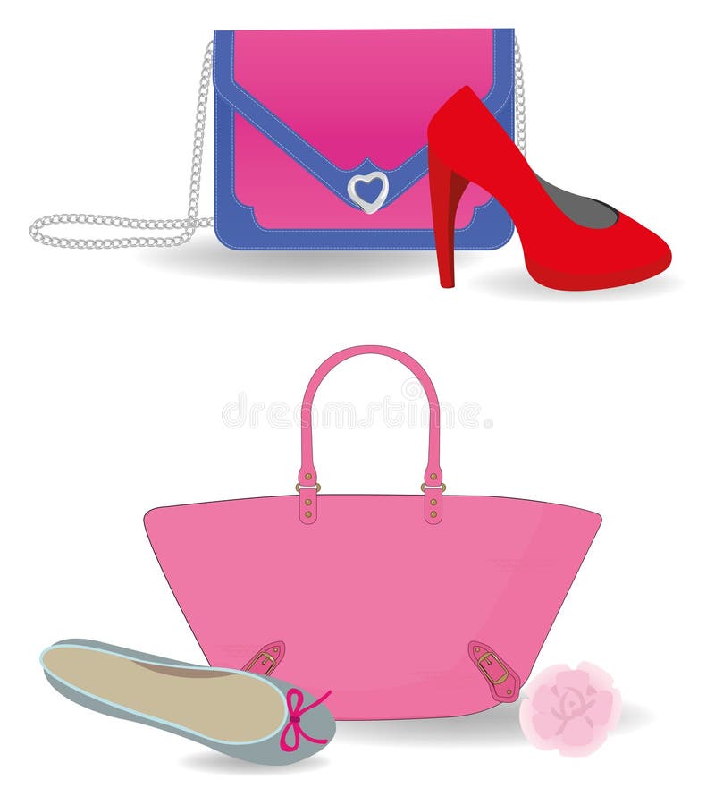 Bag and shoes stock vector. Illustration of drawing, bowknot - 22033103