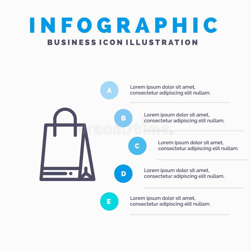 Bag, Shopping, Canada Line Icon with 5 Steps Presentation Infographics