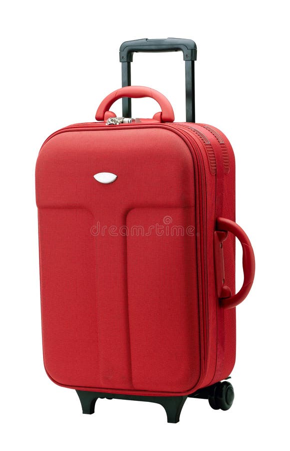 A convenient red luggage with three handles. A convenient red luggage with three handles