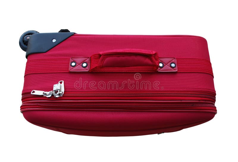Red Carry-on Luggage Isolated on White Background. Red Carry-on Luggage Isolated on White Background