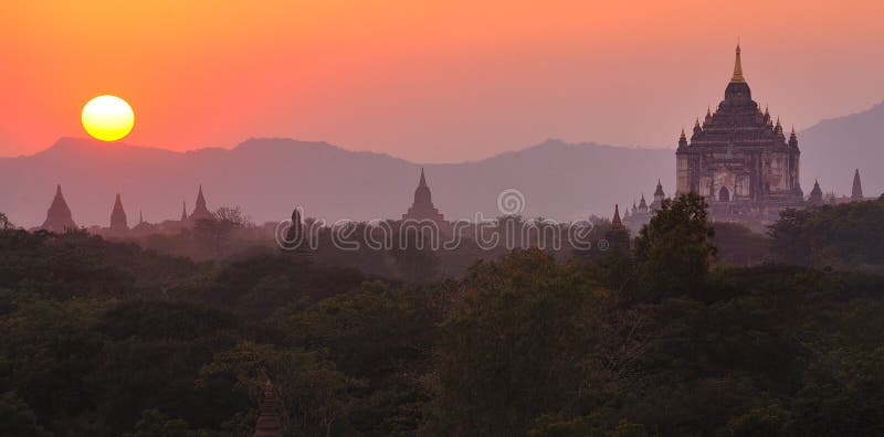 Sunsetting over the ancient stupas of bagan in myanmar(burma). Sunsetting over the ancient stupas of bagan in myanmar(burma)