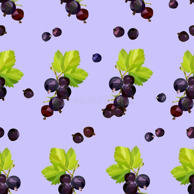Bagas do corinto preto em um fundo roxo em um teste padrão sem emenda ilustração do vetor Bagas do corinto preto em um fundo roxo em um teste padrão sem emenda ilustração do vetor