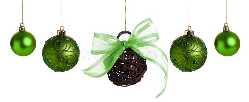 Bagattelle verdi di natale fotografia stock libera da diritti