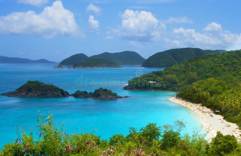 Bagażnika St John USVI Karaiby Podpalana sławna plaża obraz stock Bagażnika St John USVI Karaiby Podpalana sławna plaża obraz stock
