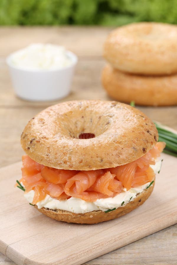 Bagel for Breakfast with Salmon Fish Stock Photo Image of fresh