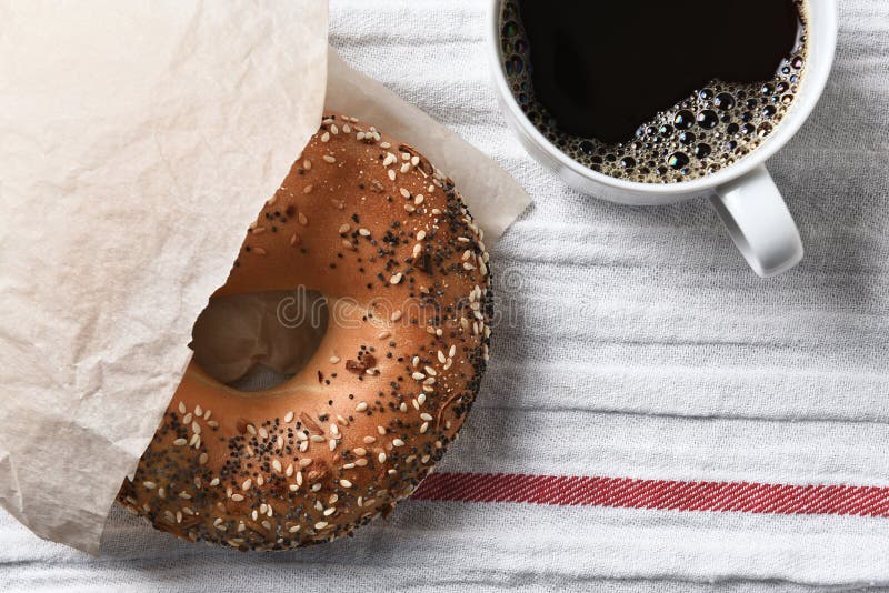 Bagel and Coffee stock photo. Image of black, beverage 65003200
