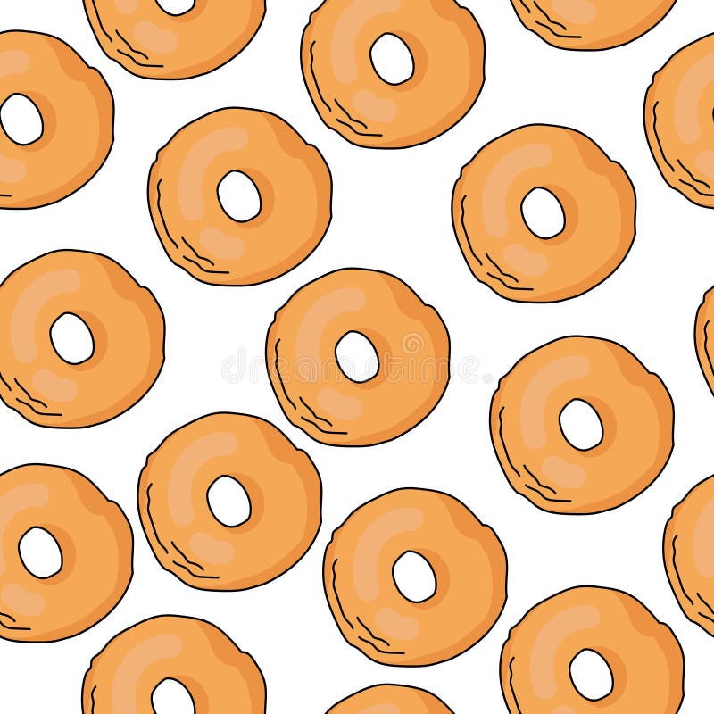Bagel Seamless Pattern, Pastries in Cartoon Style on a White Background ...