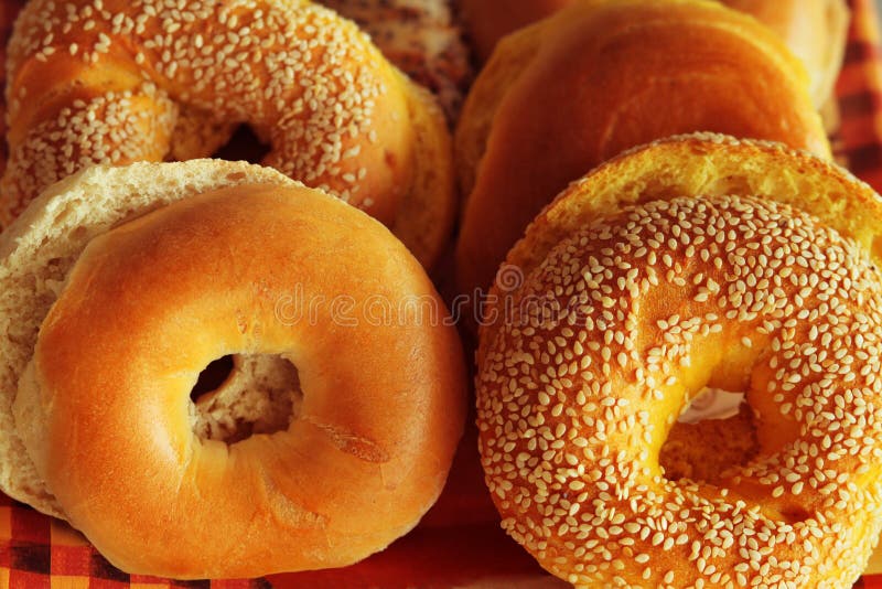 Group of bagels in warm morning light. Kosher stock images, royalty-free photos and pictures