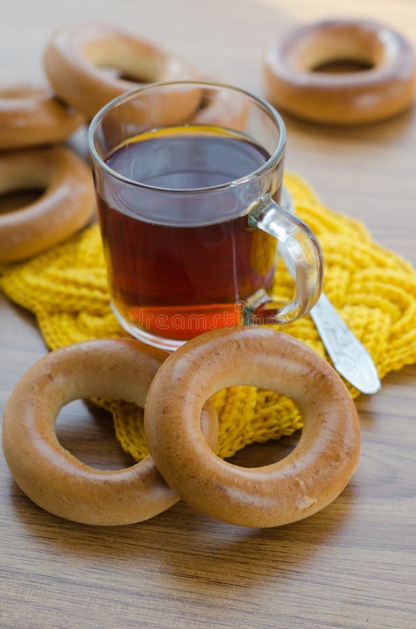 Bagels and tea stock photo. Image of food, knitted, drinks 38745238
