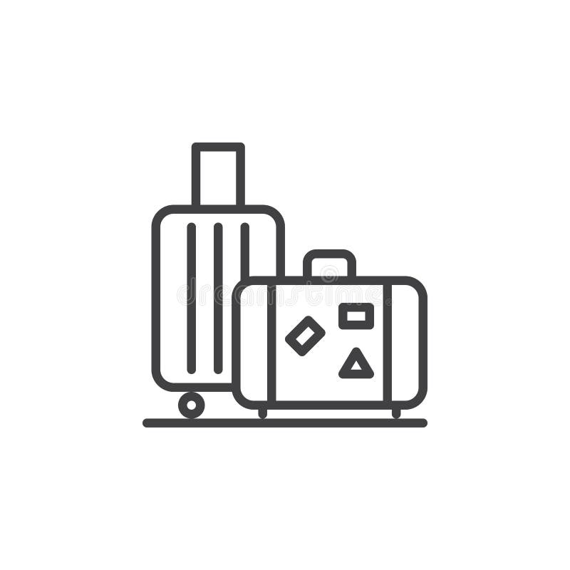 Baggage, Luggage Line Icon, Outline Vector Sign, Linear Style Pictogram ...