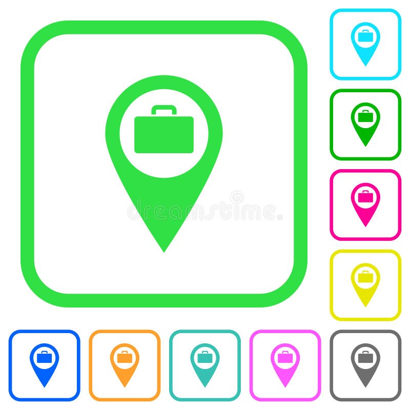 Baggage Storage GPS Map Location Vivid Colored Flat Icons Stock Vector