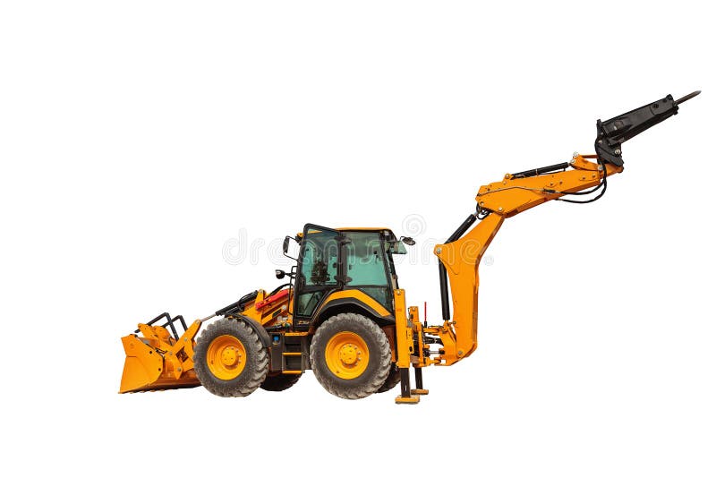 Baggerlader oder Planierraupe - Bagger mit Beschneidungspfad isola lizenzfreies stockbild