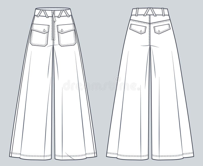 Baggy Jeans Pants Technical Fashion Illustration Wide Pants Fashion Baggy Jeans Pants Technical Fashion Illustration Wide Pants Fashion
