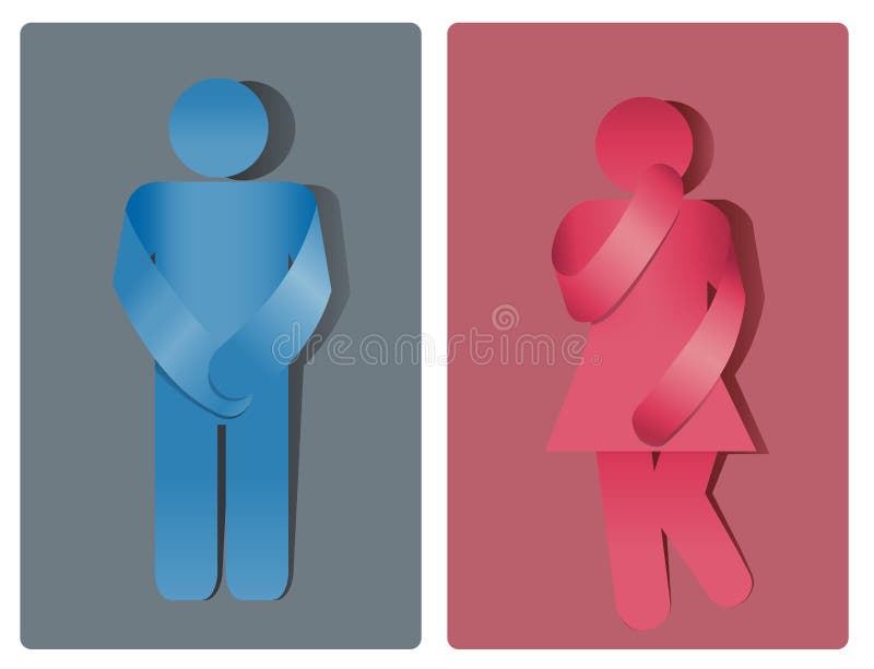 Bagno di simbolo, dell'uomo e della donna della toilette Incontinenza urinaria royalty illustrazione gratis