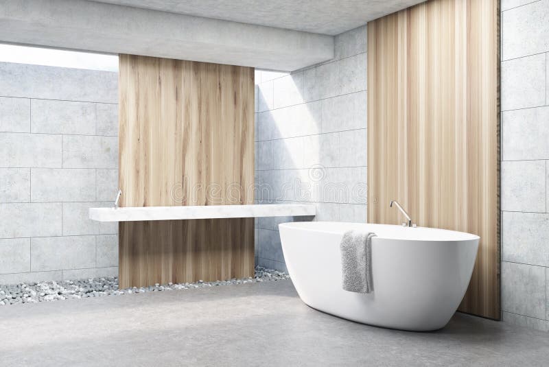 Bagno grigio del mattone, vasca bianca, lato royalty illustrazione gratis Bagno grigio del mattone, vasca bianca, lato royalty illustrazione gratis