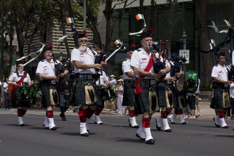 Bagpipe Band Marches in Hartford, Connecticut`s St. Patrick`s Day