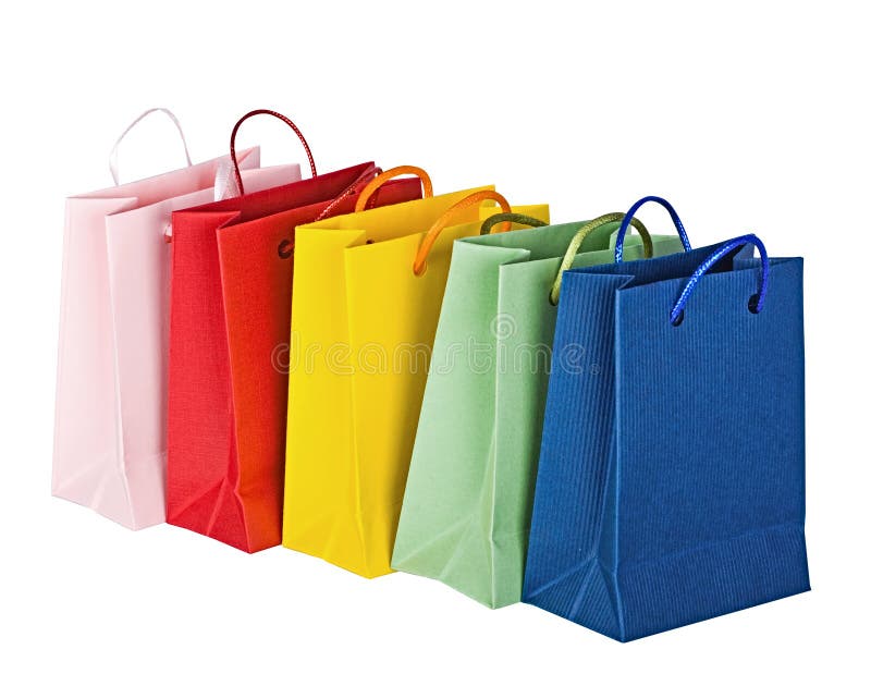 Row of shopping bags stock photo. Image of presents, merchandise - 17787008