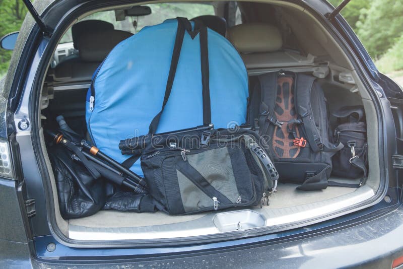 Bags in Trunk of Car in Outdoors Stock Photo Image of tourism