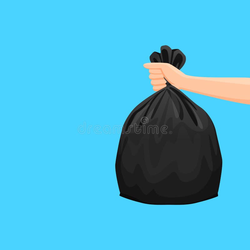 Bags Waste Garbage Black Plastic Bag In Hand Isolated On White Background  Bin Bag Plastic Black For Disposal Garbage Icon Bag Trash And Hand Bags  Waste Full Illustration Rubbish Junk Bag Recycle