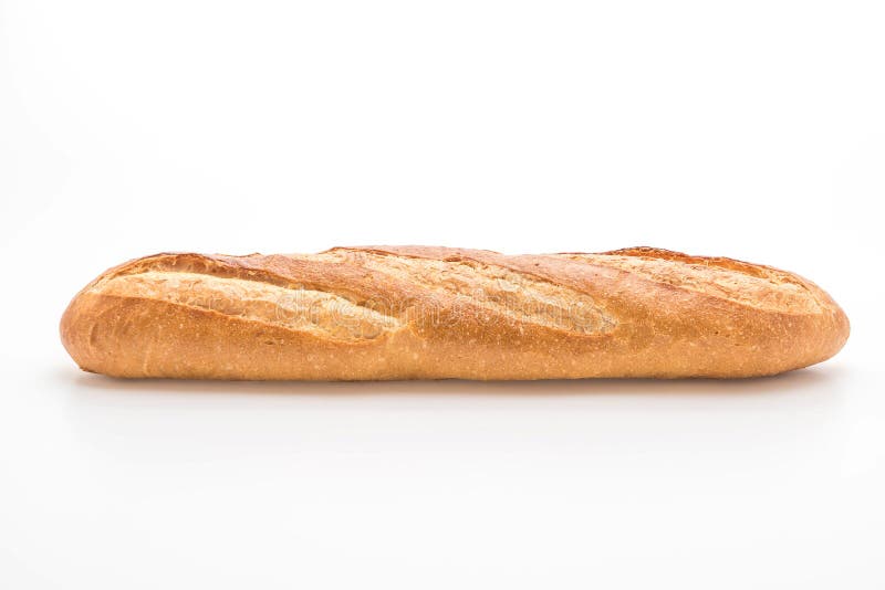 baguette bread on white background