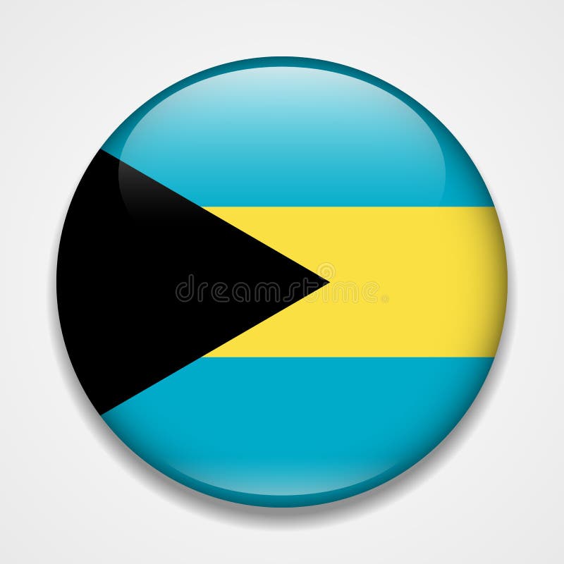 bahamas flagga Runt glansigt emblem royaltyfri illustrationer bahamas flagga Runt glansigt emblem royaltyfri illustrationer