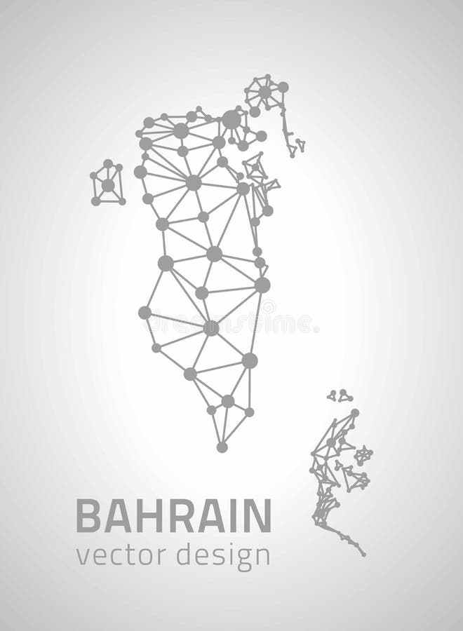 Bahrain vector dot grey outline triangle perspective modern map stock illustration