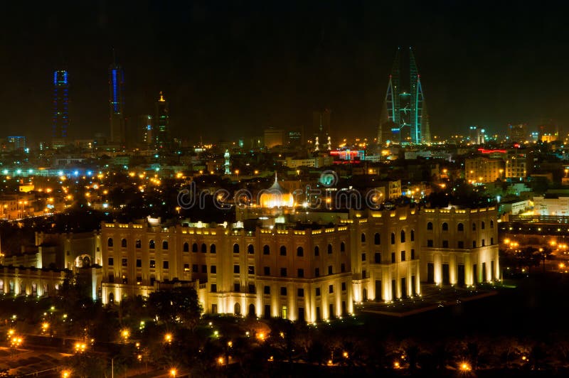Bahrain Skyline at Night royalty free stock photos Bahrain Skyline at Night royalty free stock photos