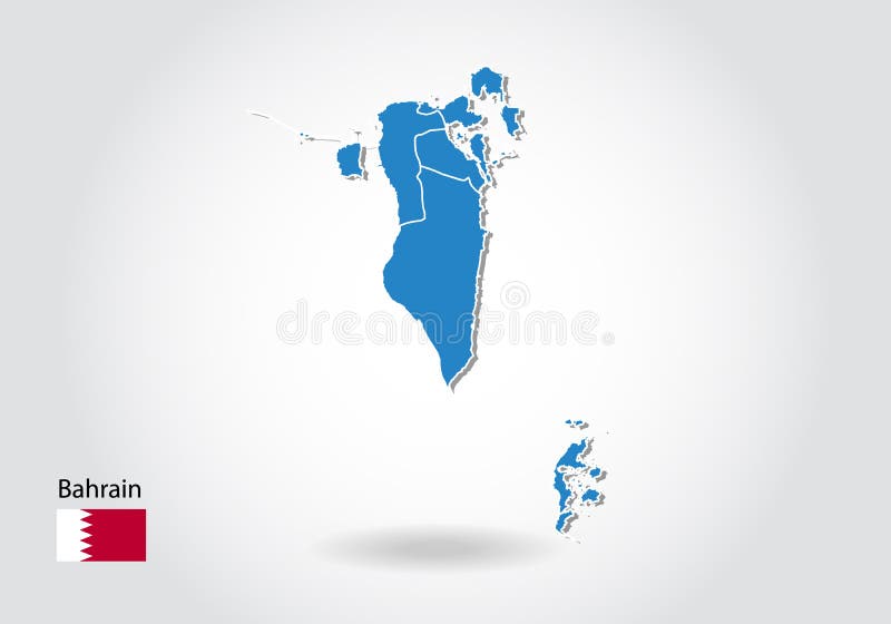 Bahrajn mapy projekt z 3D stylem Błękitna Bahrain flaga państowowa i mapa Prosta wektorowa mapa z konturem, kształt, kontur, na b ilustracja wektor Bahrajn mapy projekt z 3D stylem Błękitna Bahrain flaga państowowa i mapa Prosta wektorowa mapa z konturem, kształt, kontur, na b ilustracja wektor