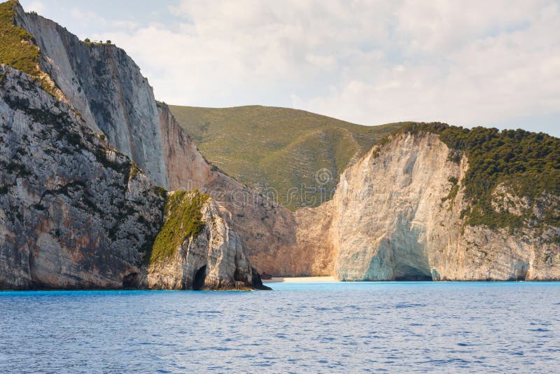 Baia Del Naufragio, Spiaggia Di Navagio Fotografia Stock Immagine di