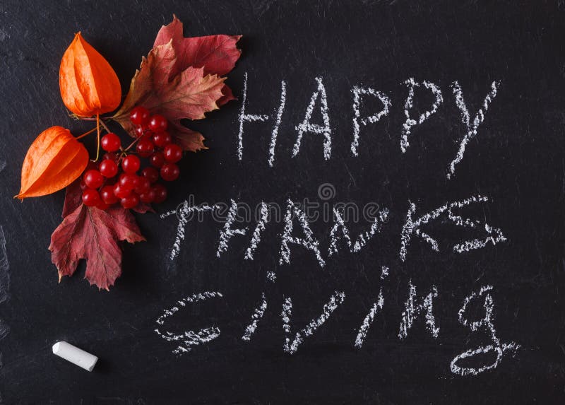 Baies de chute sur le fond noir avec le thanksgiving heureux de mot images stock Baies de chute sur le fond noir avec le thanksgiving heureux de mot images stock