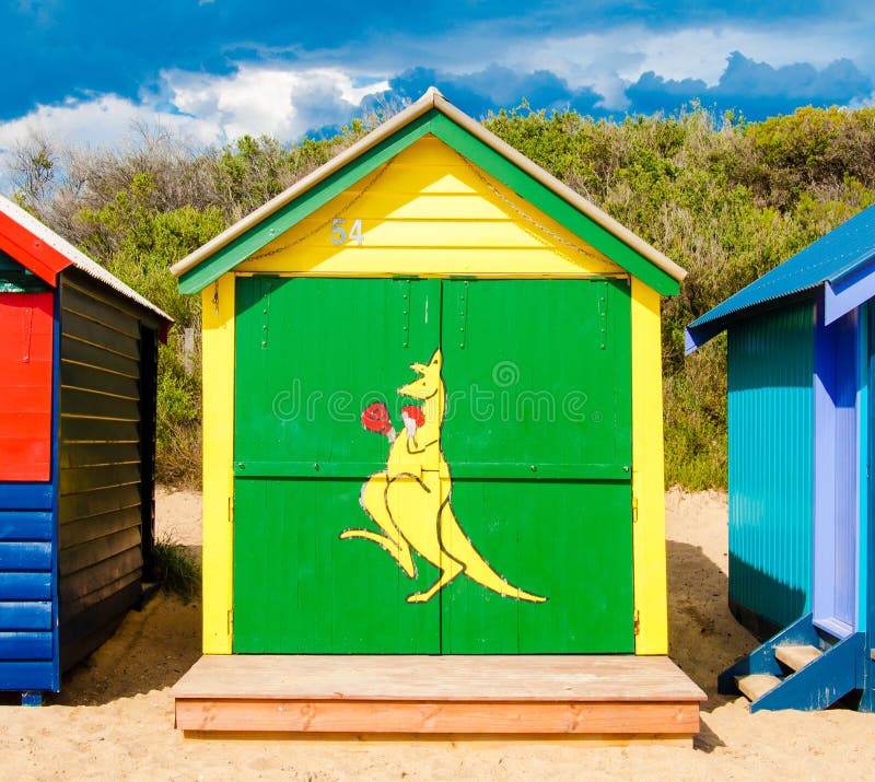 Baigner des boîtes chez Brighton Beach, Australie photo libre de droits Baigner des boîtes chez Brighton Beach, Australie photo libre de droits