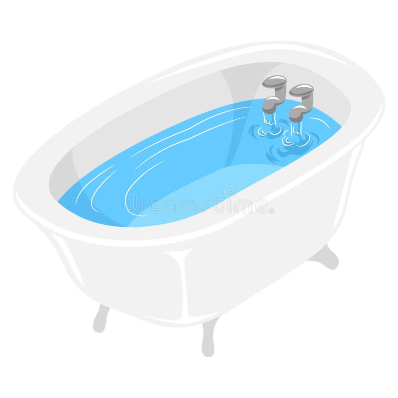 Baignoire remplie avec de l'eau illustration libre de droits