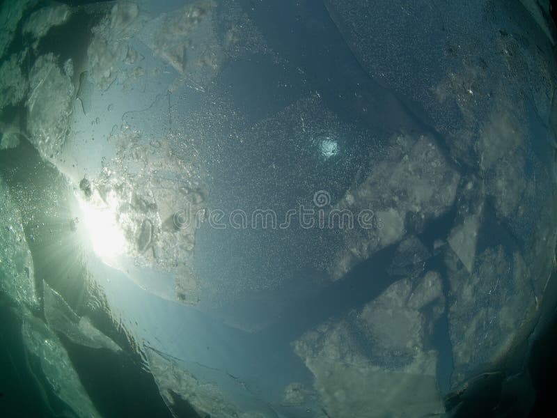 Baikal ice underwater view