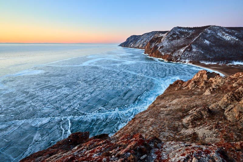 Baikal χειμώνας λιμνών στοκ εικόνα