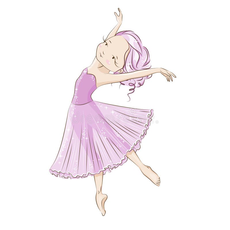 Beautiful ballerina in classical tutu on a white background. Graceful little White Swan. She is dancing in light, beautiful pink dress. Hand drawn illustration. Beautiful ballerina in classical tutu on a white background. Graceful little White Swan. She is dancing in light, beautiful pink dress. Hand drawn illustration.