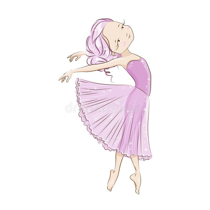 Beautiful ballerina in classical tutu on a white background. Graceful little White Swan. She is dancing in light, beautiful pink dress. Hand drawn illustration. Beautiful ballerina in classical tutu on a white background. Graceful little White Swan. She is dancing in light, beautiful pink dress. Hand drawn illustration.