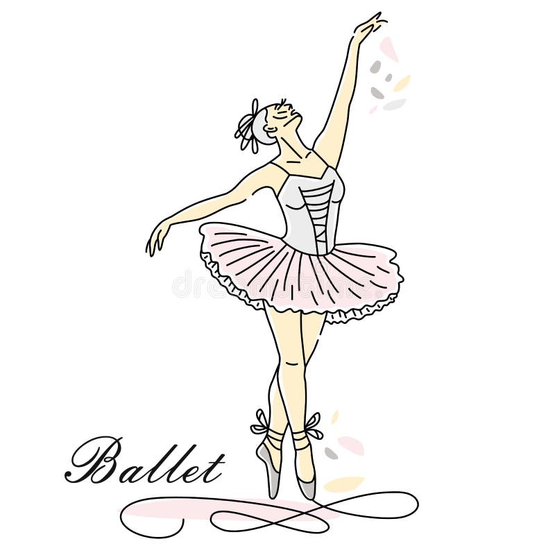 Bailarina De Ballet Femenino De Dibujo De Línea Continua En Color Rosa.  Logotipo De Tendencia De Baile. Estilo De Línea. Ilustración del Vector -  Ilustración de equilibrio, fondo: 247956074