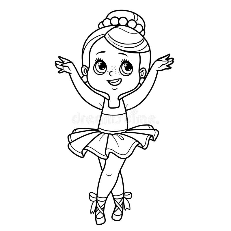 Bailarina De Dibujos Animados Chica En Los Dedos De Los Pies En Punta  Delineado Para Colorear Aislado En Un Fondo Blanco Ilustración del Vector -  Ilustración de bailarina, lindo: 208049406