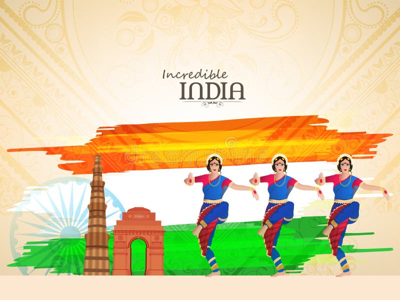 Bailarines clásicos para la celebración india del día de la república ilustración del vector Bailarines clásicos para la celebración india del día de la república ilustración del vector