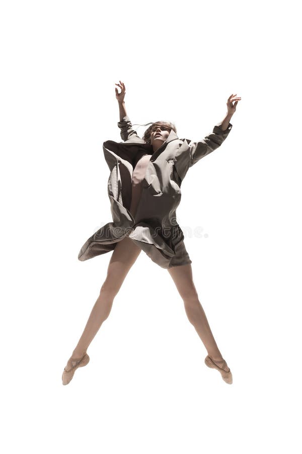 Bailarín de ballet de sexo femenino joven delgado hermoso del estilo contemporáneo del jazz moderno imágenes de archivo libres de regalías Bailarín de ballet de sexo femenino joven delgado hermoso del estilo contemporáneo del jazz moderno imágenes de archivo libres de regalías