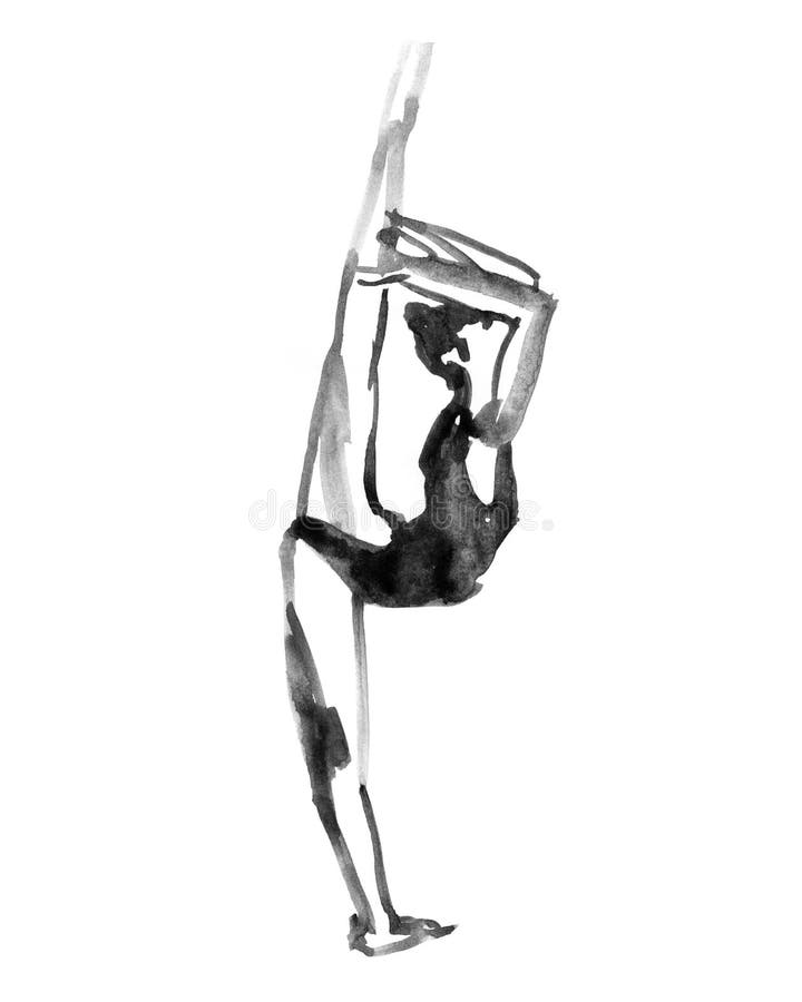 Baile de la bailarina Ejemplo de la acuarela en el fondo blanco libre illustration Baile de la bailarina Ejemplo de la acuarela en el fondo blanco libre illustration