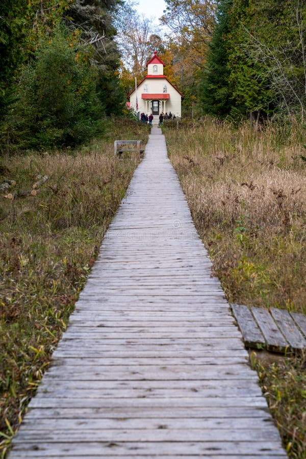 Bailey`s Harbor Rear Range Lighthouse in Door County Wisconsin Stock